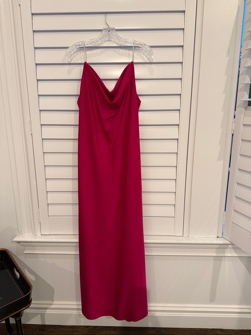 Aidan Mattox fushia satin gown
